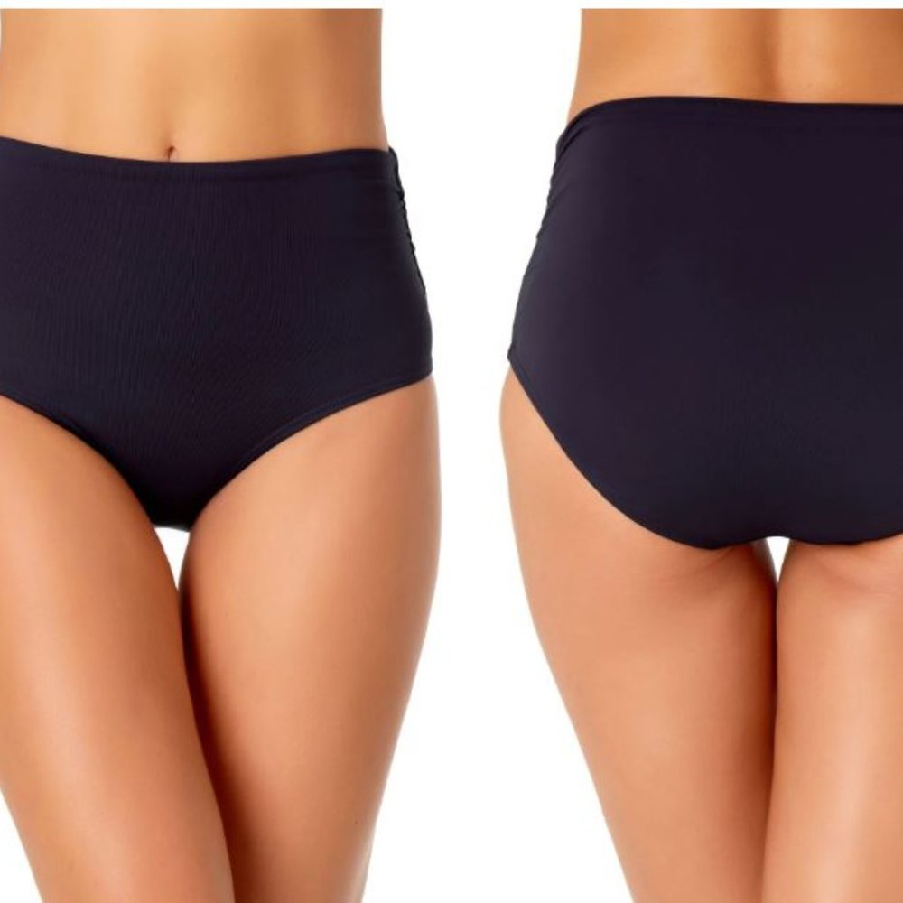 NWT Anne Cole Convertible High Waist Shirred Swim Bottom Blue